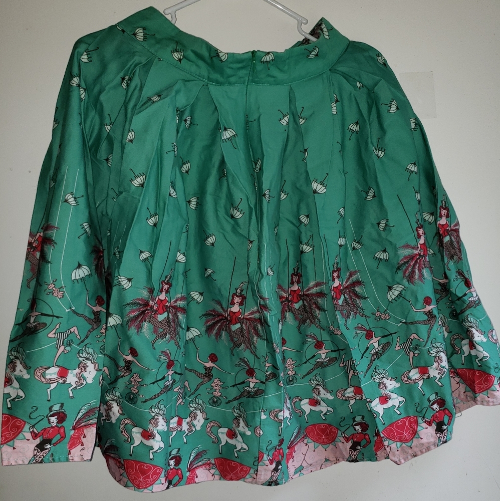 Turquoise & Pink- •Handmade• | Retro Pleated Skirt - Picture 8 of 8